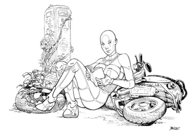 「Et après ?」というタイトルの描画 Alain Baratによって, オリジナルのアートワーク, インク
