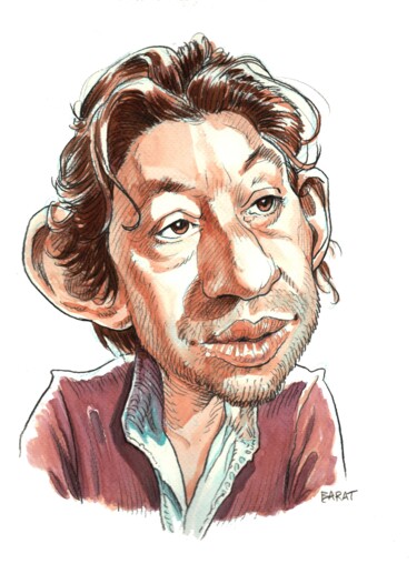 Desenho intitulada "Serge Gainsbourg" por Alain Barat, Obras de arte originais, Lápis