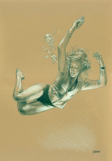 Disegno intitolato "Immersion  #artists…" da Alain Barat, Opera d'arte originale, Grafite