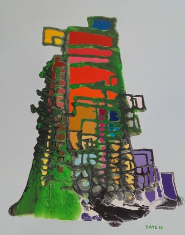 Painting titled "La tour de Babel" by Alain Baye, Original Artwork