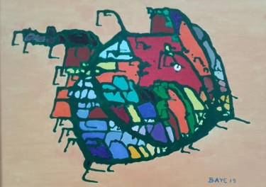Painting titled "Le poisson lune" by Alain Baye, Original Artwork