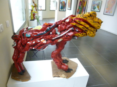 Escultura titulada "Le lion lougarou" por Alain Baye, Obra de arte original