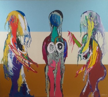 Peinture intitulée "Les femmes qui pleu…" par Alain Baye, Œuvre d'art originale