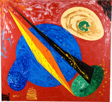 Peinture intitulée "Variant red cosmic…" par Alain Baye, Œuvre d'art originale