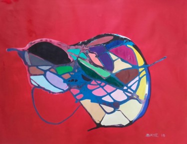 Malerei mit dem Titel "Thé nosy pinguin" von Alain Baye, Original-Kunstwerk, Acryl