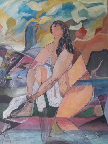 Pittura intitolato "Swimming" da Alain Baye, Opera d'arte originale, Acrilico