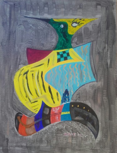 Peinture intitulée "Wader on a flying C…" par Alain Baye, Œuvre d'art originale, Acrylique