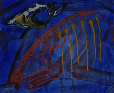 Malerei mit dem Titel "BEWEGUNG IN BLAU" von Alain Baye, Original-Kunstwerk, Acryl