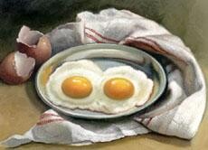 Peinture intitulée "oeufs sur le plat" par Alain Bazard, Œuvre d'art originale
