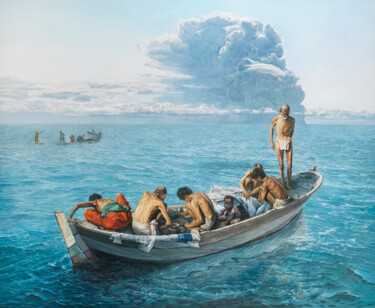 Pintura intitulada "Krakatoa" por Alain Bazard, Obras de arte originais, Óleo