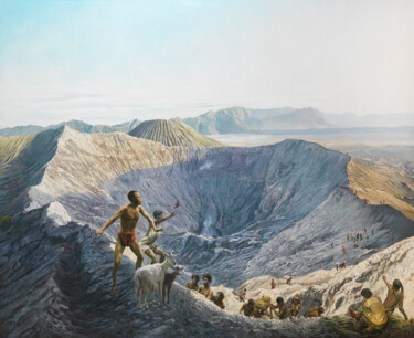 Peinture intitulée "Mont Bromo" par Alain Bazard, Œuvre d'art originale, Huile
