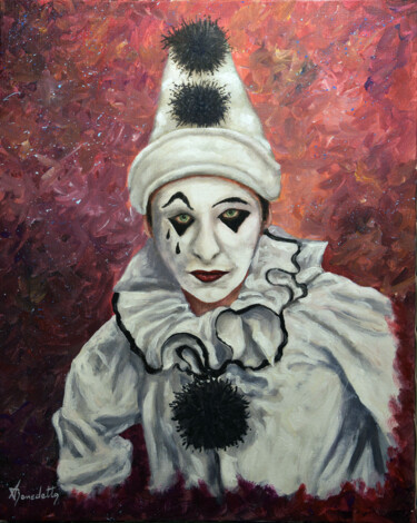 Peinture intitulée "Pierrot" par Alain Benedetto, Œuvre d'art originale, Huile Monté sur Châssis en bois