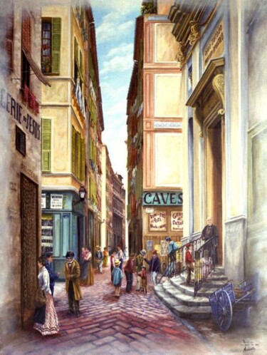 Peinture intitulée "le gesu rue droite" par Alain Benedetto, Œuvre d'art originale, Huile Monté sur Châssis en bois