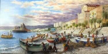Pintura titulada "Nice jadis la marin…" por Alain Benedetto, Obra de arte original, Oleo Montado en Bastidor de camilla de m…