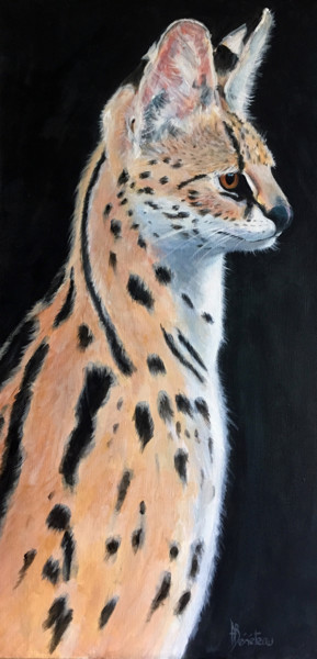 Schilderij getiteld "Serval" door Alain Bénéteau, Origineel Kunstwerk, Acryl