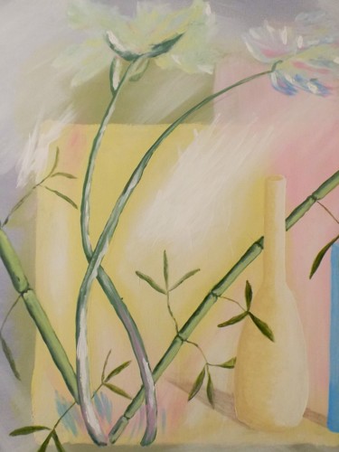 Peinture intitulée "amarylis et bambou" par Alain Berthier, Œuvre d'art originale, Acrylique