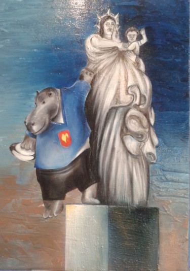 Peinture intitulée "hippo comico abstra…" par Alain Berthier, Œuvre d'art originale, Acrylique