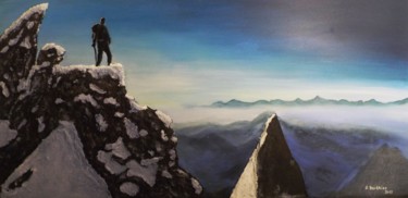 Peinture intitulée "l'alpiniste  (arête…" par Alain Berthier, Œuvre d'art originale, Acrylique