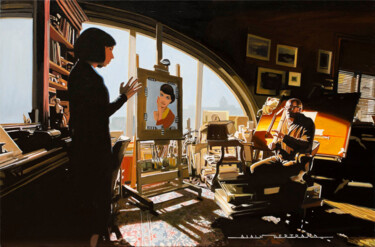 Pittura intitolato "artist workshop" da Alain Bertrand, Opera d'arte originale, Olio