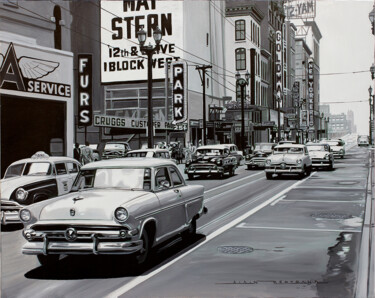 Painting titled "STERN" by Alain Bertrand, Original Artwork, Oil Mounted on Wood Stretcher frame