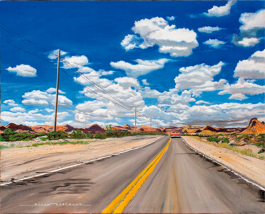 Peinture intitulée "Route 66" par Alain Bertrand, Œuvre d'art originale, Huile