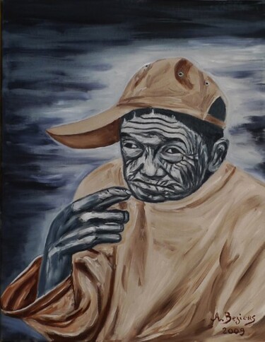 Peinture intitulée "Viel homme" par Alain Beziers, Œuvre d'art originale, Huile