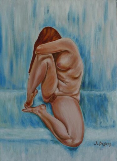 Pintura titulada "Nu assis" por Alain Beziers, Obra de arte original, Oleo Montado en Bastidor de camilla de madera