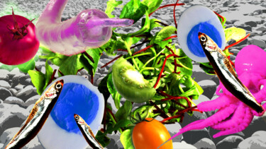 Digital Arts titled "Salade de mer" by Alain Boulivet, Original Artwork, Photo Montage