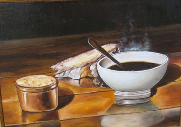 Peinture intitulée "petit déjeuner" par Alain Bozetti, Œuvre d'art originale