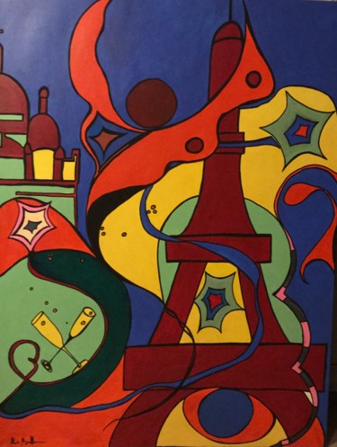 Painting titled "Paris est une fête" by Alain Bulle, Original Artwork, Acrylic