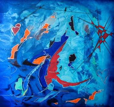 Malerei mit dem Titel "Voler dans les plum…" von Alain Bulle, Original-Kunstwerk, Acryl