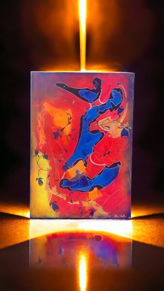 Painting titled "Danse avec le vent" by Alain Bulle, Original Artwork, Acrylic Mounted on Wood Stretcher frame