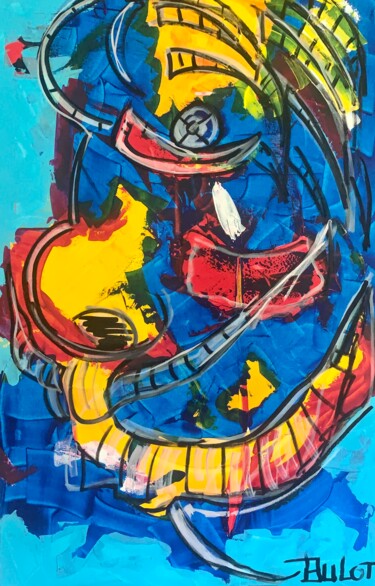 Картина под названием "Ma gueule" - Alain Bulle, Подлинное произведение искусства, Акрил Установлен на Деревянная рама для н…