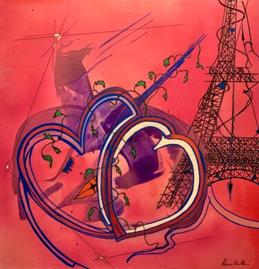 Peinture intitulée "La vie en rose" par Alain Bulle, Œuvre d'art originale, Acrylique Monté sur Châssis en bois