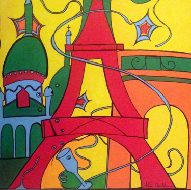 Painting titled "Paris fête" by Alain Bulle, Original Artwork, Acrylic