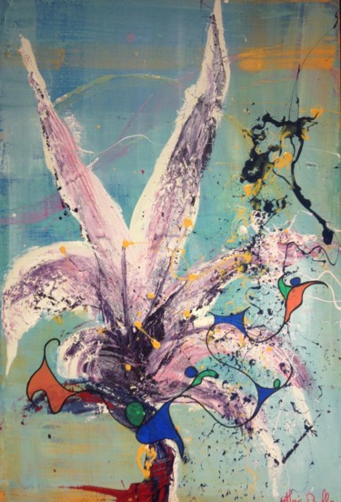 Painting titled "Ange de fleur 1" by Alain Bulle, Original Artwork, Acrylic Mounted on Wood Stretcher frame
