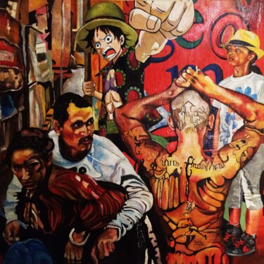 Painting titled "Série Gang colère,…" by Alain Cabot, Original Artwork, Oil