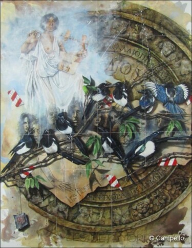 Peinture intitulée "Les Piérides" par Alain Campello, Œuvre d'art originale, Huile