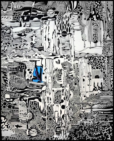 Painting titled "Expansion-02-Bleu" by Alain Carpentier, Original Artwork, Acrylic Mounted on Wood Stretcher frame