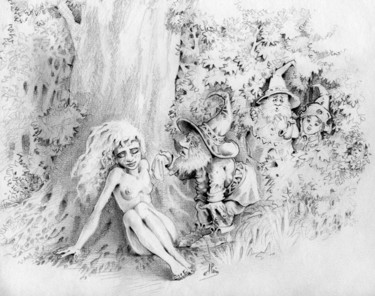 Rysunek zatytułowany „scène des bois” autorstwa Alain Catherin, Oryginalna praca