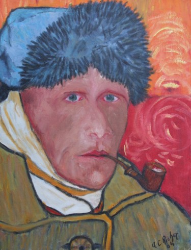 Schilderij getiteld "Copie de Van Gogh" door Alain Charles Richer, Origineel Kunstwerk, Olie