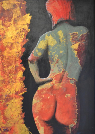 Pittura intitolato "Femme nue vue de dos" da Alain Chauvet, Opera d'arte originale, Acrilico
