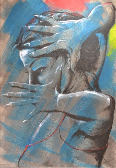 Pittura intitolato "la danseuse de flam…" da Alain Chauvet, Opera d'arte originale, Acrilico