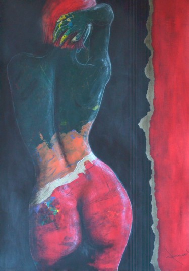 Peinture intitulée "Femme de dos" par Alain Chauvet, Œuvre d'art originale, Acrylique