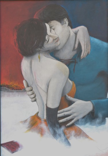 Pittura intitolato "Les amoureux" da Alain Chauvet, Opera d'arte originale, Acrilico