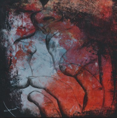Peinture intitulée "le baiser" par Alain Chauvet, Œuvre d'art originale, Acrylique