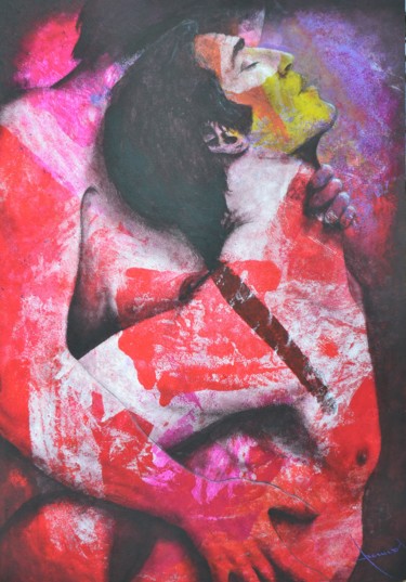 Peinture intitulée "Main posée sur le c…" par Alain Chauvet, Œuvre d'art originale, Acrylique