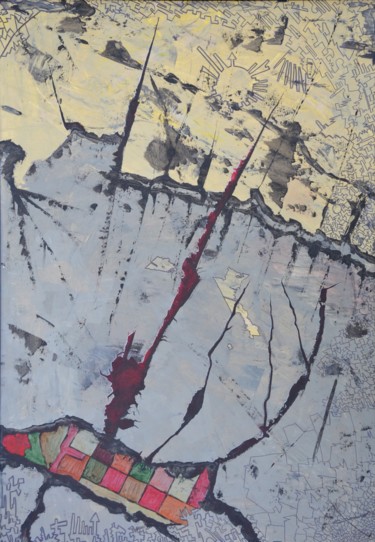 Pittura intitolato "Fissure dans le gris" da Alain Chauvet, Opera d'arte originale, Acrilico