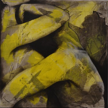 Peinture intitulée "Couple dans le jaune" par Alain Chauvet, Œuvre d'art originale, Acrylique
