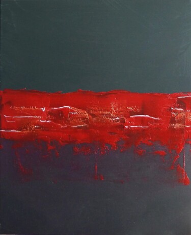 Painting titled "Horizon peinture 320" by Alain Chenard, Original Artwork, Oil Mounted on Wood Stretcher frame